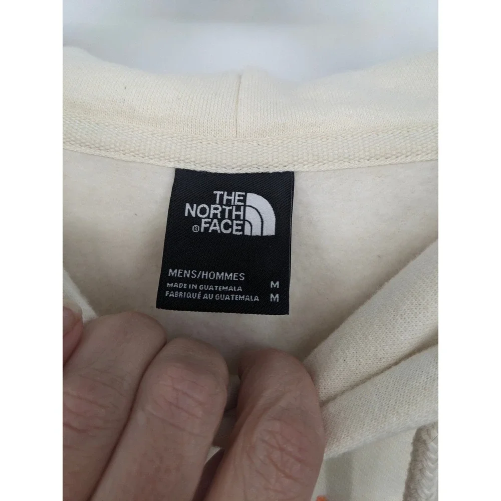 The North Face Hoodie Mens‎ Medium Ivory Graphic Print Sweatshirt Earth Casual